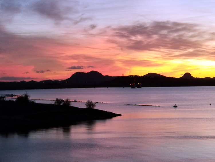 sunset over lake
